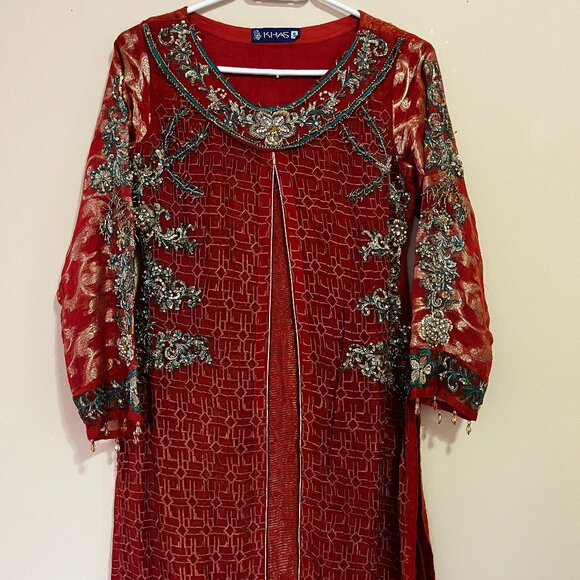 3 Piece Chiffon & Silk Formal Suit - Pakistani/Indian - Picture 1 of 4